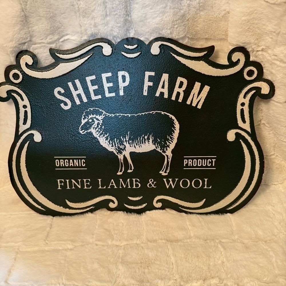 Vintage Rustic Country Farmhouse
Sheep Farm Metal Sign Decor Green New